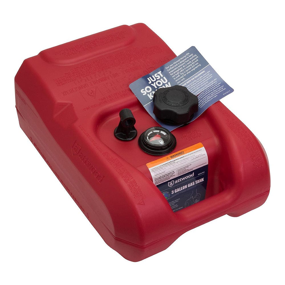 Attwood Portable Fuel Tank - 3 Gallon w/Gauge [8803LPG2], Fuel Tanks, Attwood Marine, , , at Festive Water Paddlesports