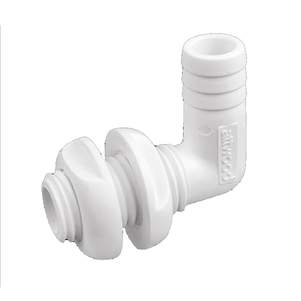 Attwood White Plastic 90 Degree Thru - Hull Connector - 1 - 1/8" Inner Diameter [3879 - 3], Thru - Hull Fittings, Attwood Marine, , , at Festive Water Paddlesports