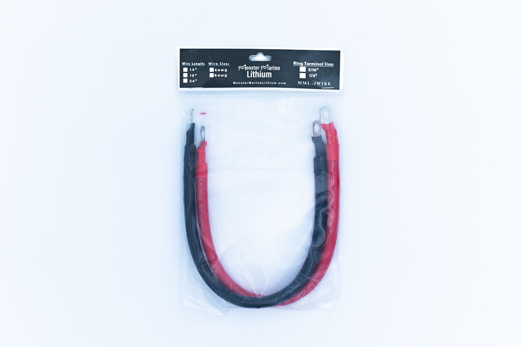Battery Cable/Jumper Wire Set, , Monster Marine Lithium, 4 AWG 14" at Festive Water Paddlesports