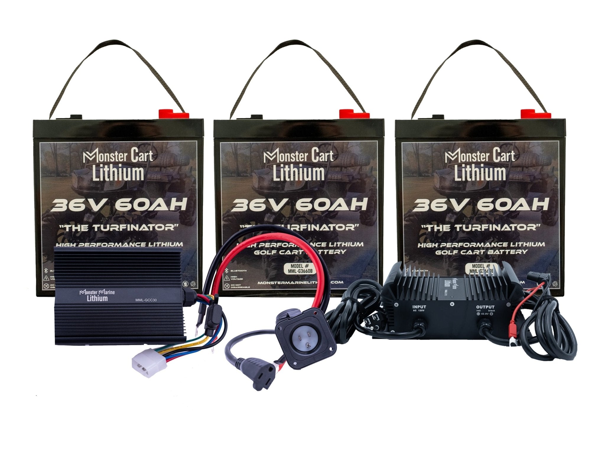 BIG BUNDLE 36v 180Ah- (3) 36V 60AH LITHIUM BATTERY & 36V 15A WATERPROOF CHARGER, , Monster Marine Lithium, at Festive Water Paddlesports