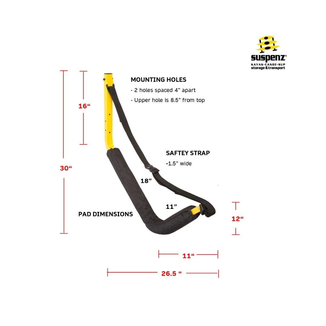 Big EZ Rack, Wall Storage, Suspenz, Marine Grade Black at Festive Water Paddlesports