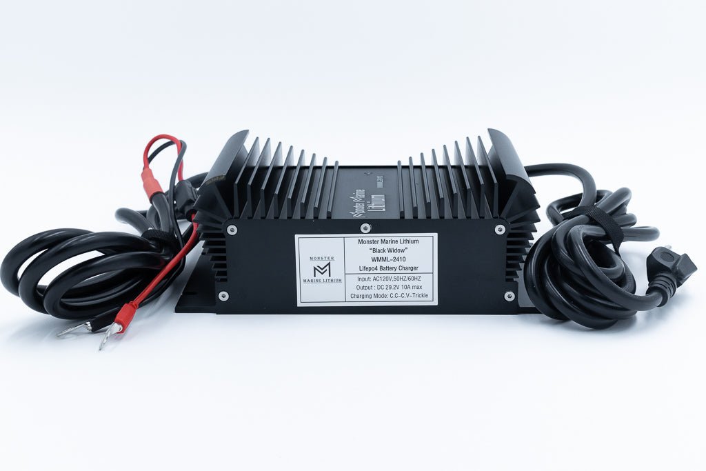 BLACK WIDOW 24V 10A Waterproof Lithium Battery Charger, Chargers, Monster Marine Lithium, at Festive Water Paddlesports