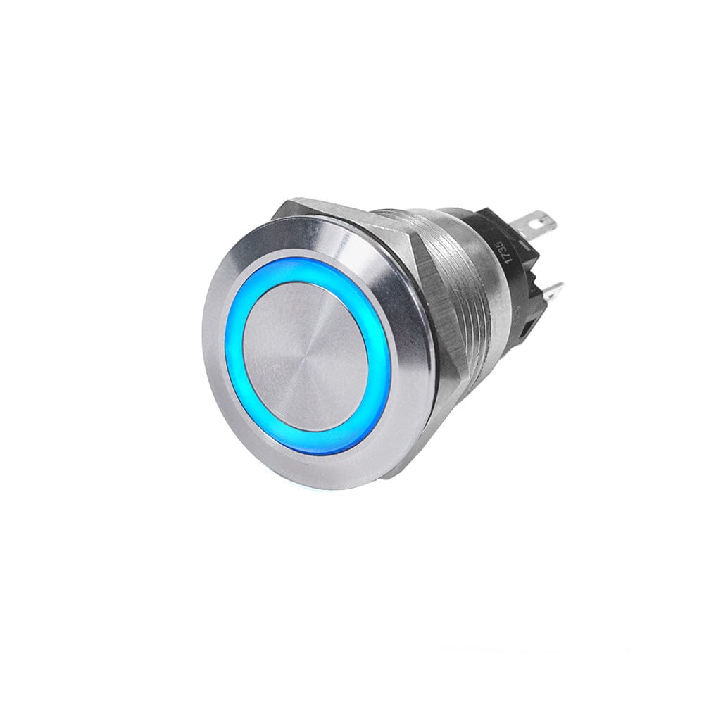 Blue Sea 4160 SS Push Button Switch - Off - On - Blue - 10A [4160], Switches & Accessories, Blue Sea Systems, , , at Festive Water Paddlesports