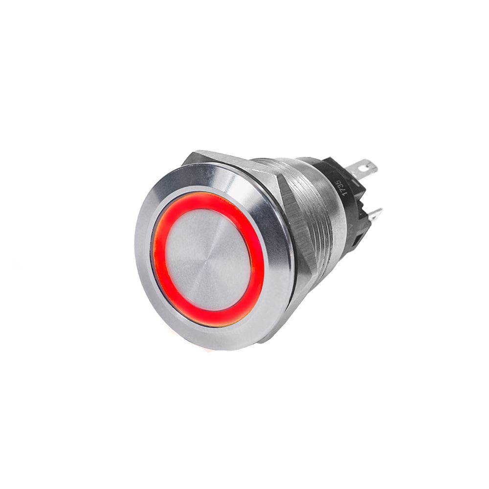 Blue Sea 4162 SS Push Button Switch - Off - On - Red - 10A [4162], Switches & Accessories, Blue Sea Systems, , , at Festive Water Paddlesports