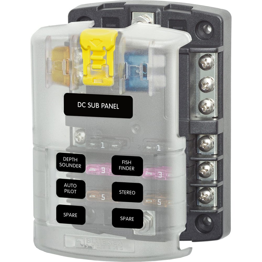 Blue Sea 5025 ST Blade Fuse Block w/Cover - 6 Circuit w/Negative Bus [5025], Circuit Breakers, Blue Sea Systems, , , at Festive Water Paddlesports