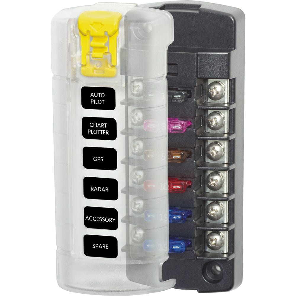 Blue Sea 5035 ST Blade Fuse Block w/Cover - 6 Circuit Independent w/o Negative Bus [5035], Fuse Blocks & Fuses, Blue Sea Systems, , , at Festive Water Paddlesports