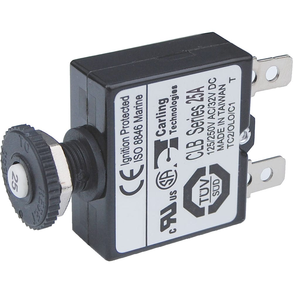 Blue Sea 7058 25A Push Button Thermal with Quick Connect Terminals [7058], Circuit Breakers, Blue Sea Systems, , , at Festive Water Paddlesports