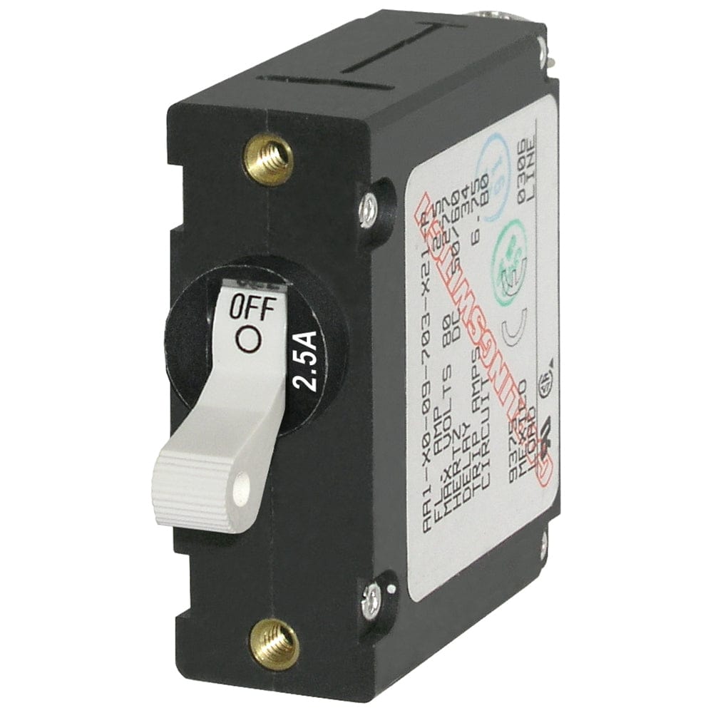 Blue Sea 7197 A - Series White Toggle Circuit Breaker - Single Pole 2.5A [7197], Circuit Breakers, Blue Sea Systems, , , at Festive Water Paddlesports