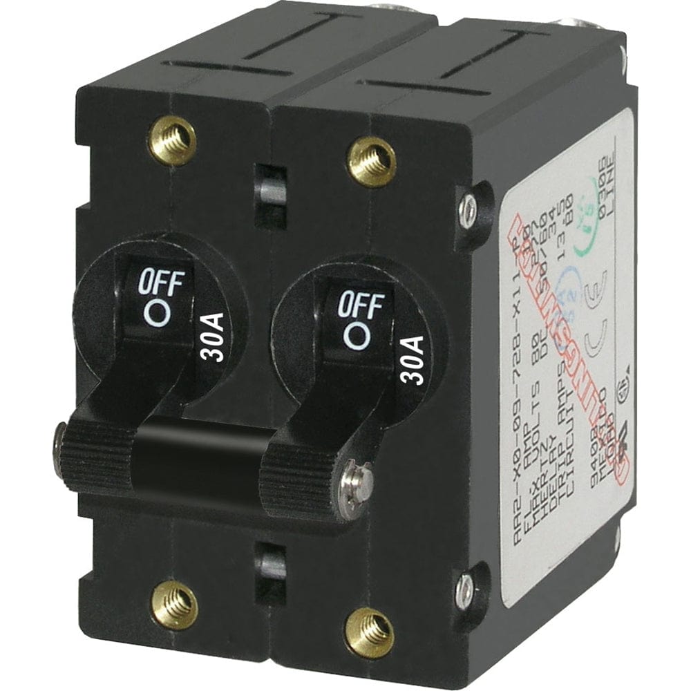 Blue Sea 7237 A - Series Double Pole Toggle - 30A - Black [7237], Circuit Breakers, Blue Sea Systems, , , at Festive Water Paddlesports