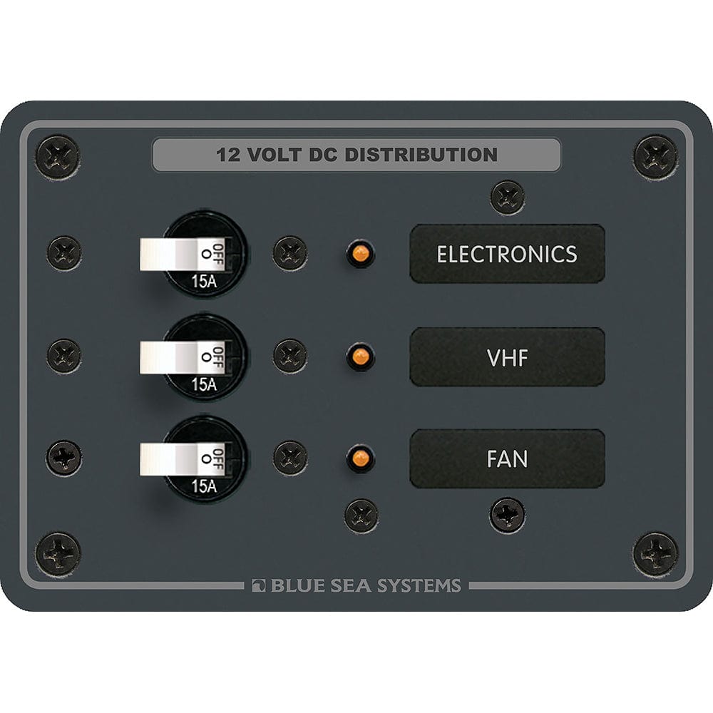 Blue Sea 8025 DC 3 Position Breaker Panel - White Switches [8025], Electrical Panels, Blue Sea Systems, , , at Festive Water Paddlesports