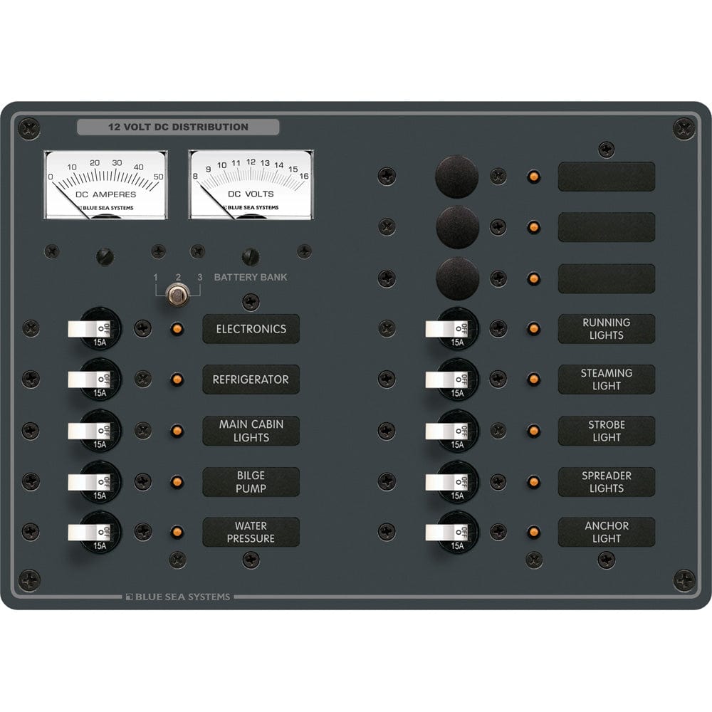 Blue Sea 8068 DC 13 Position Toggle Branch Circuit Breaker Panel - White Switches [8068], Electrical Panels, Blue Sea Systems, , , at Festive Water Paddlesports