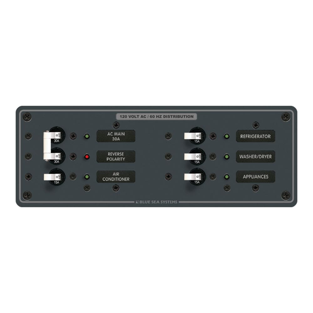 Blue Sea 8099 AC Main +4 Positions Toggle Circuit Breaker Panel (White Switches) [8099], Electrical Panels, Blue Sea Systems, , , at Festive Water Paddlesports