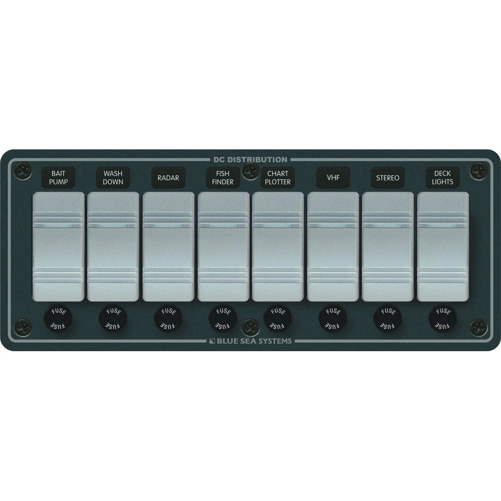 Blue Sea 8261 Waterproof Panel 8 Position - Slate Grey [8261], Electrical Panels, Blue Sea Systems, , , at Festive Water Paddlesports