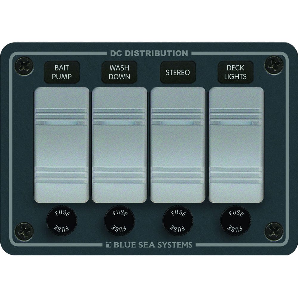 Blue Sea 8262 Waterproof Panel 4 Position - Slate Grey [8262], Electrical Panels, Blue Sea Systems, , , at Festive Water Paddlesports