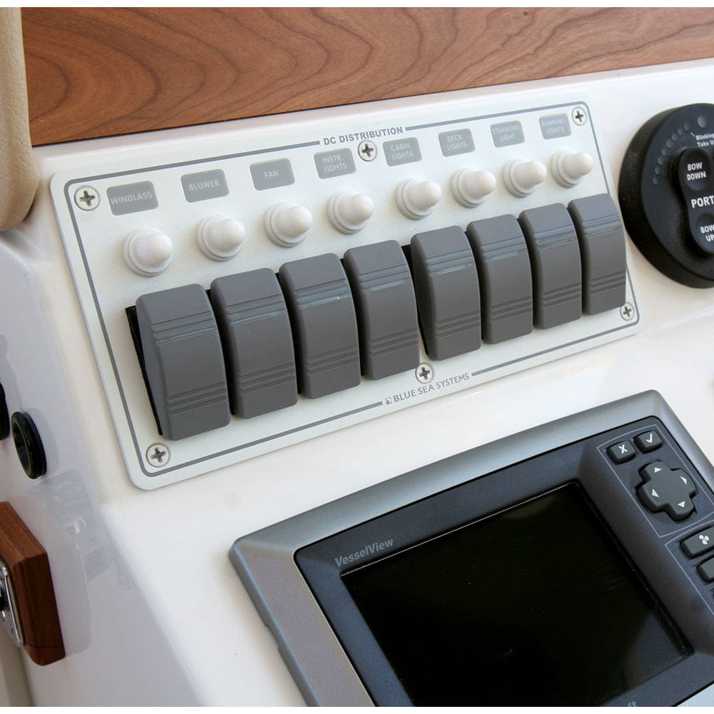 Blue Sea 8271 Water Resistant Panel - 8 Position - White - Horizontal Mount [8271], Electrical Panels, Blue Sea Systems, , , at Festive Water Paddlesports