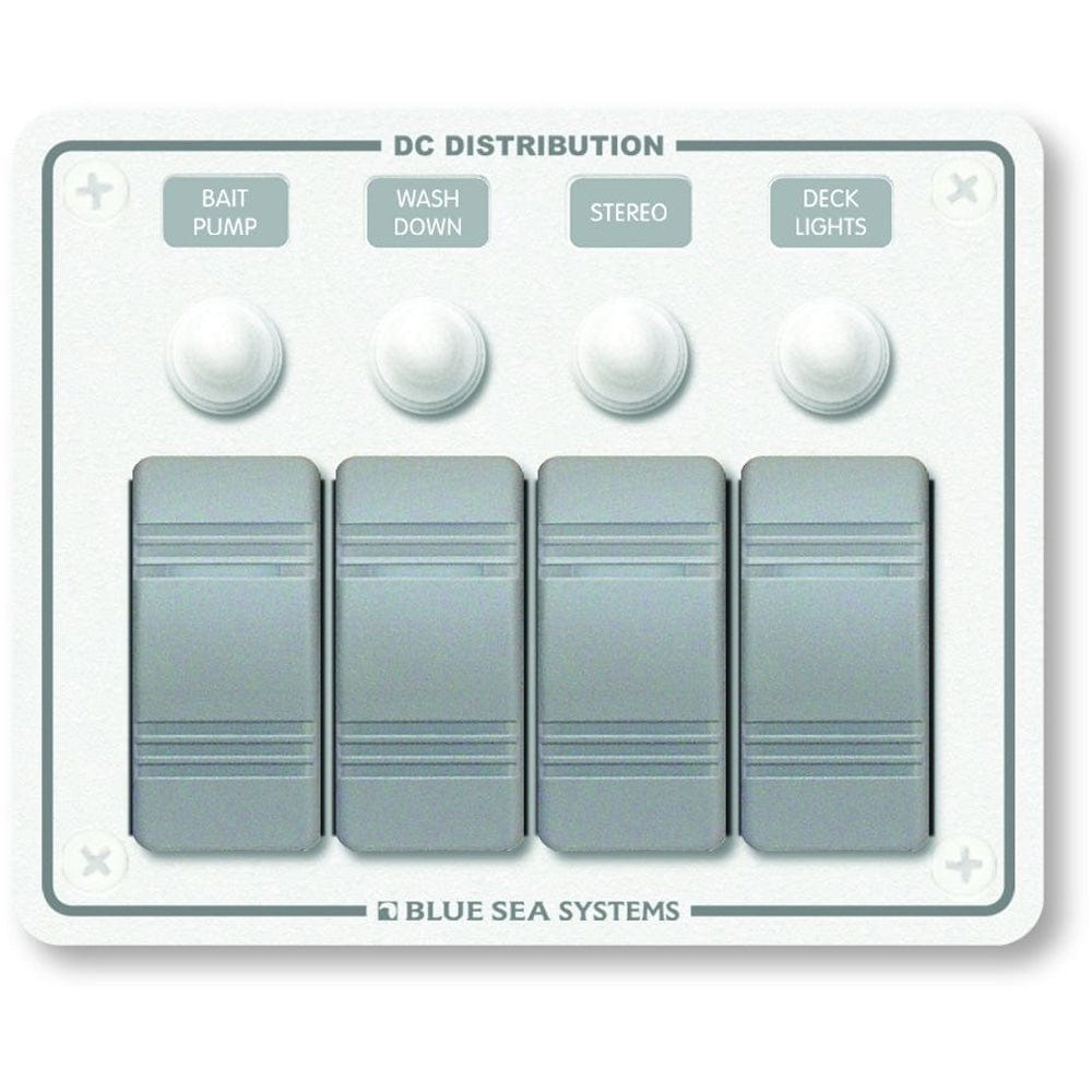 Blue Sea 8272 Water Resistant Panel - 4 Position - White - Horizontal Mount [8272], Electrical Panels, Blue Sea Systems, , , at Festive Water Paddlesports