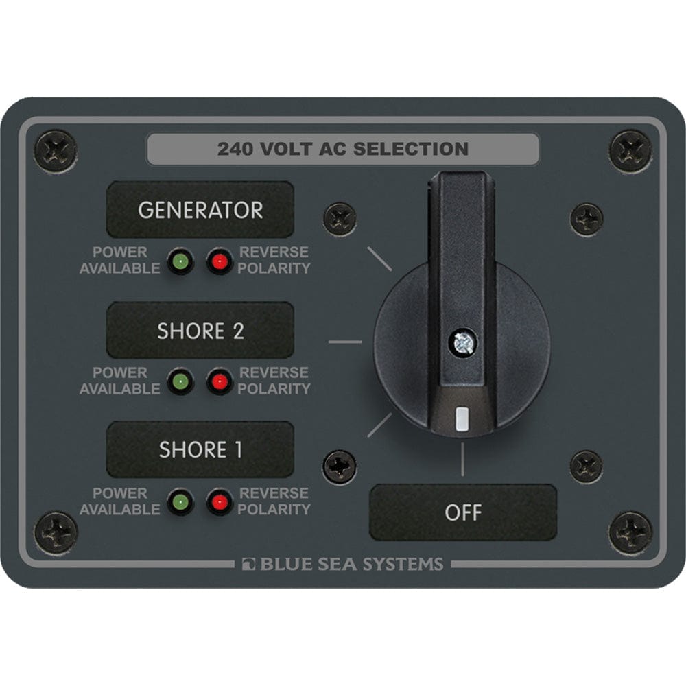 Blue Sea 8361 AC Rotary Switch Panel 65 Ampere 3 Positions + OFF, 3 Pole [8361], Electrical Panels, Blue Sea Systems, , , at Festive Water Paddlesports