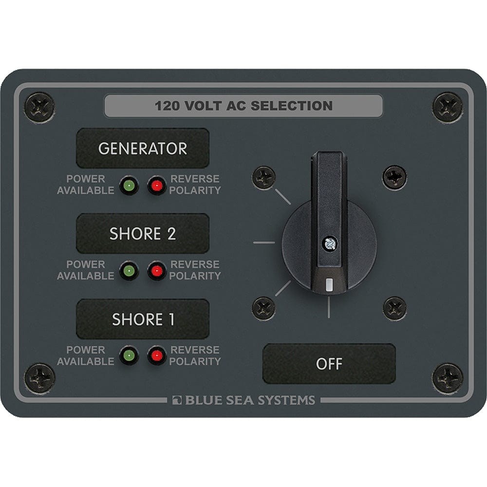 Blue Sea 8366 AC Rotary Switch Panel 30 Ampere 3 Positions + OFF, 2 Pole [8366], Electrical Panels, Blue Sea Systems, , , at Festive Water Paddlesports
