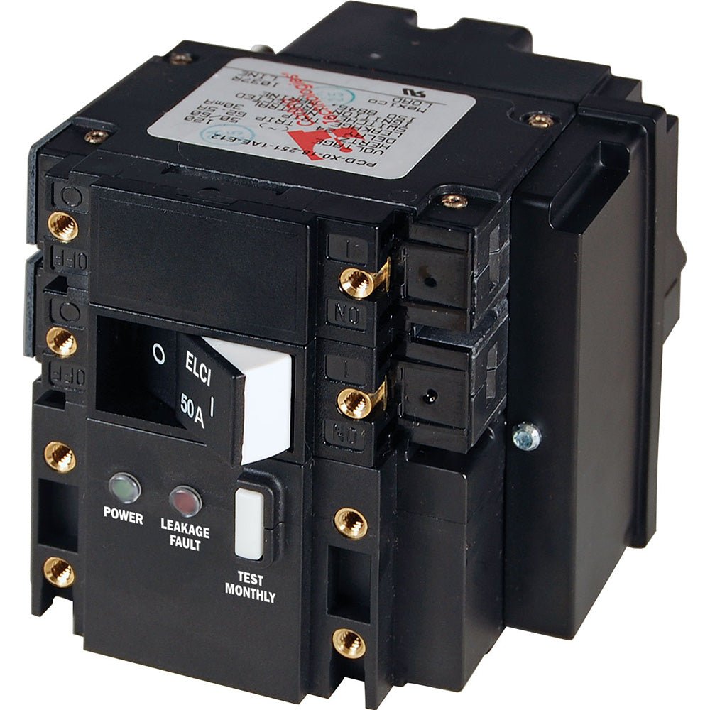 Blue Sea C-Series ELCI Circuit Breaker - Double Pole 240V AC 50A [3093], Circuit Breakers, Blue Sea Systems, at Festive Water Paddlesports