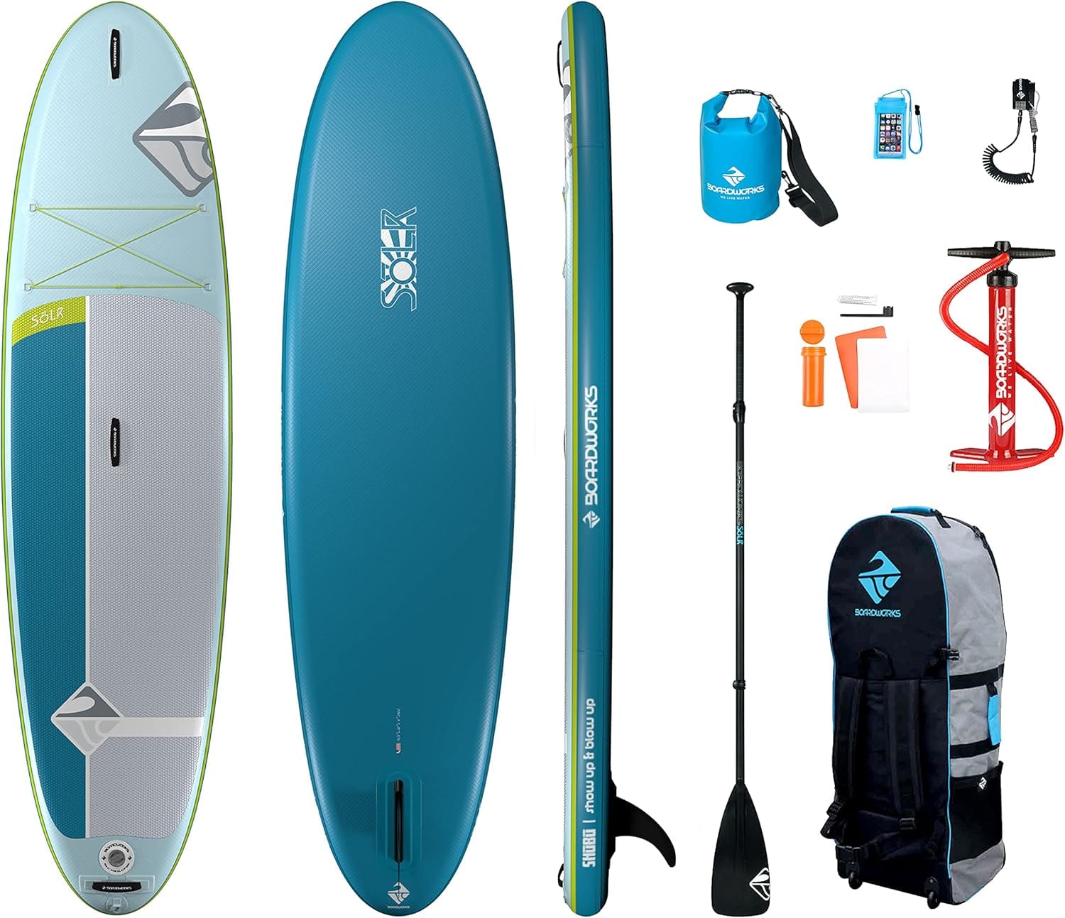 Boardworks Shubu Solr 10'6" Inflatable Paddle Board, Inflatable Paddle Board, Boardworks, Blue/Gray, , at Festive Water Paddlesports