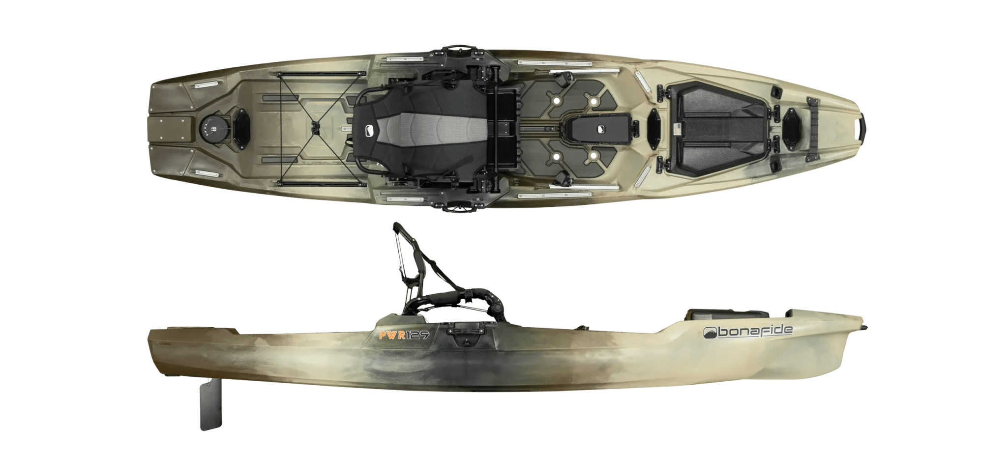 Bonafide PWR129 Fishing Kayak, Fishing Kayak, Bonafide, Camo, , at Festive Water Paddlesports