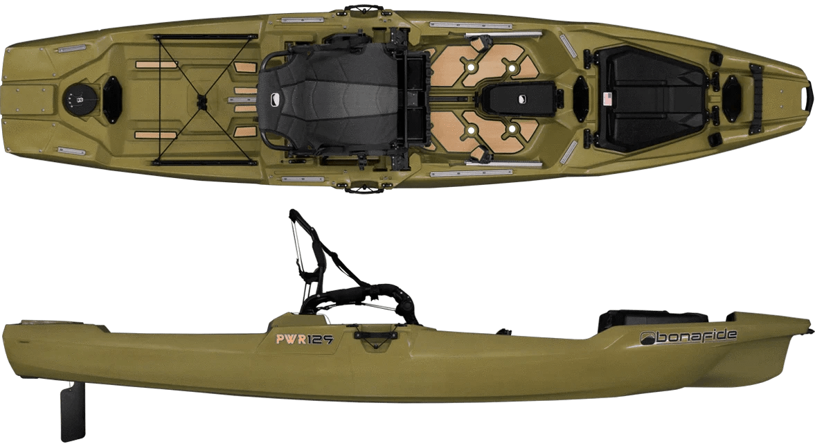 Bonafide PWR129 Fishing Kayak, Fishing Kayak, Bonafide, Olive, , at Festive Water Paddlesports