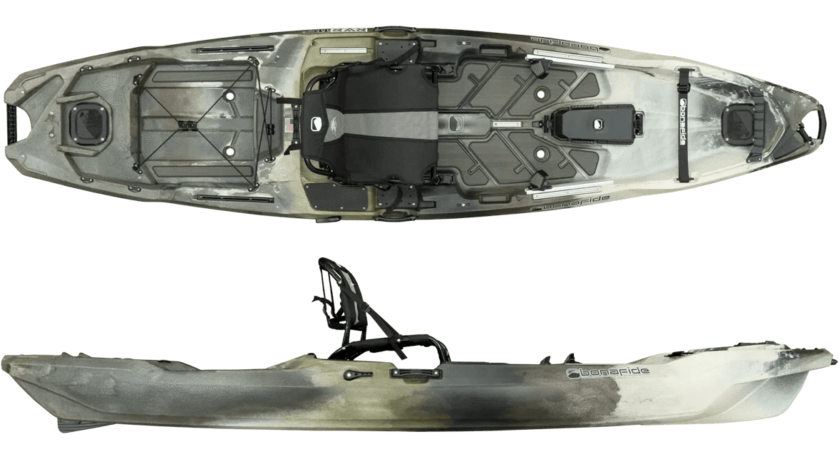 Bonafide RVR119 River Fishing Kayak, Fishing Kayak, Bonafide, Camo, , at Festive Water Paddlesports