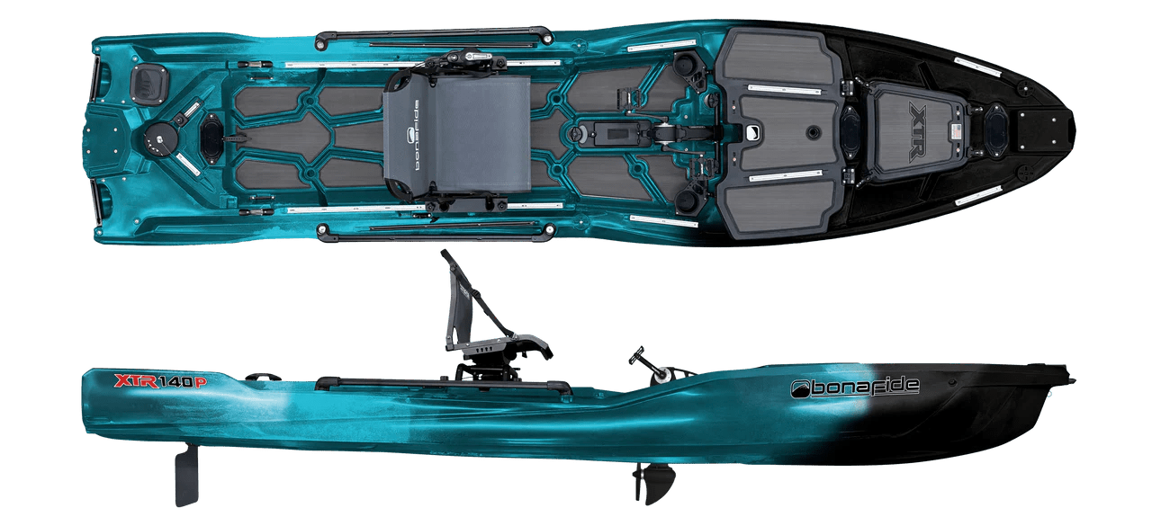 Bonafide XTR140P Fishing Kayak, Fishing Kayak, Bonafide, Backwater Blue With Pedal Drive at Festive Water Paddlesports