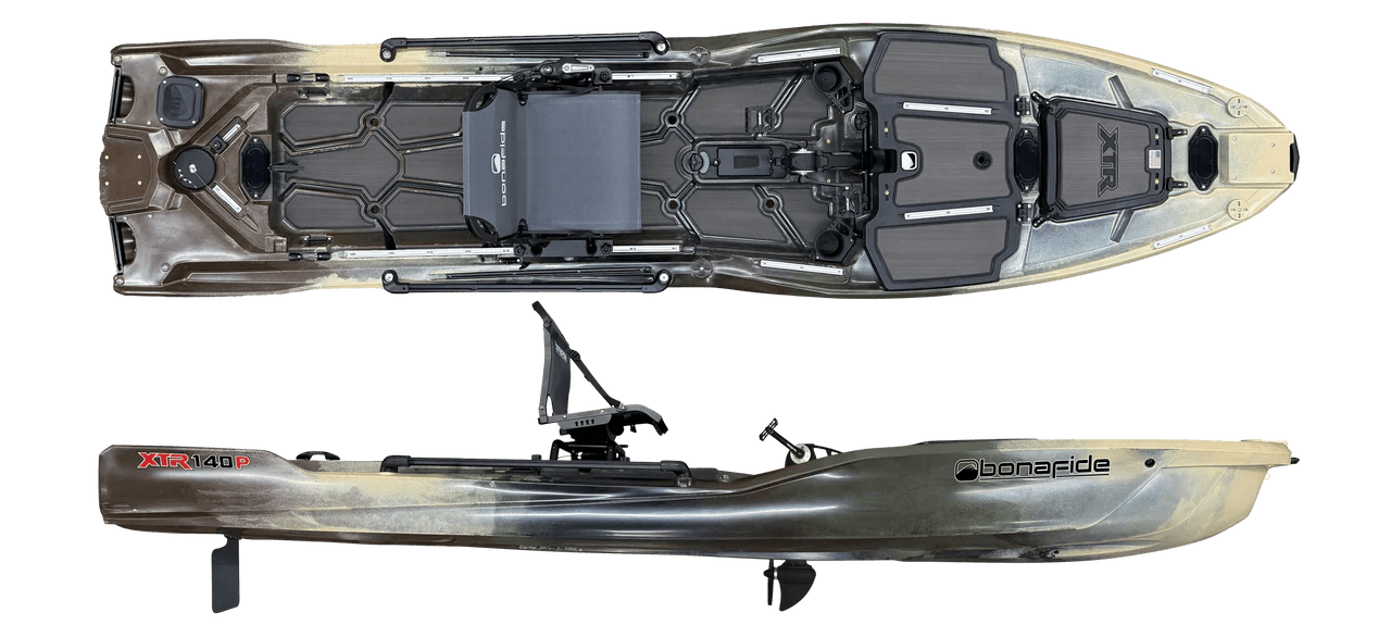 Bonafide XTR140P Fishing Kayak, Fishing Kayak, Bonafide, Camo With Pedal Drive at Festive Water Paddlesports