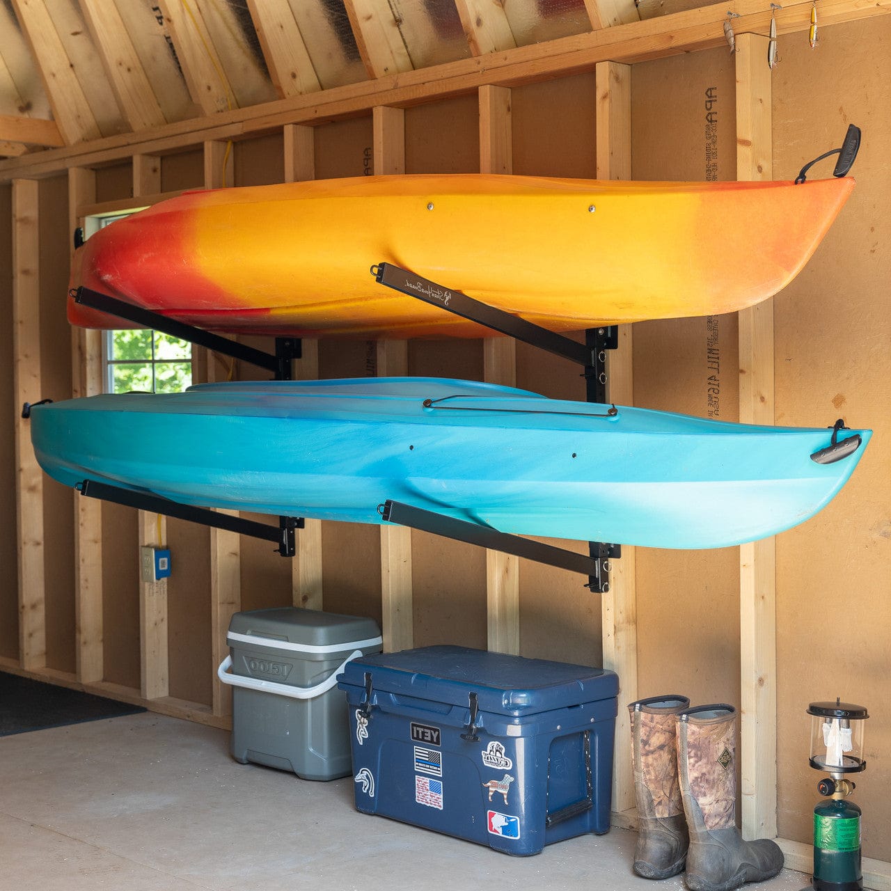 Champlain Kayak Storage | Indoor Adjustable Rack | 2 Levels, Wall Mounted, StoreYourBoard, , , at Festive Water Paddlesports