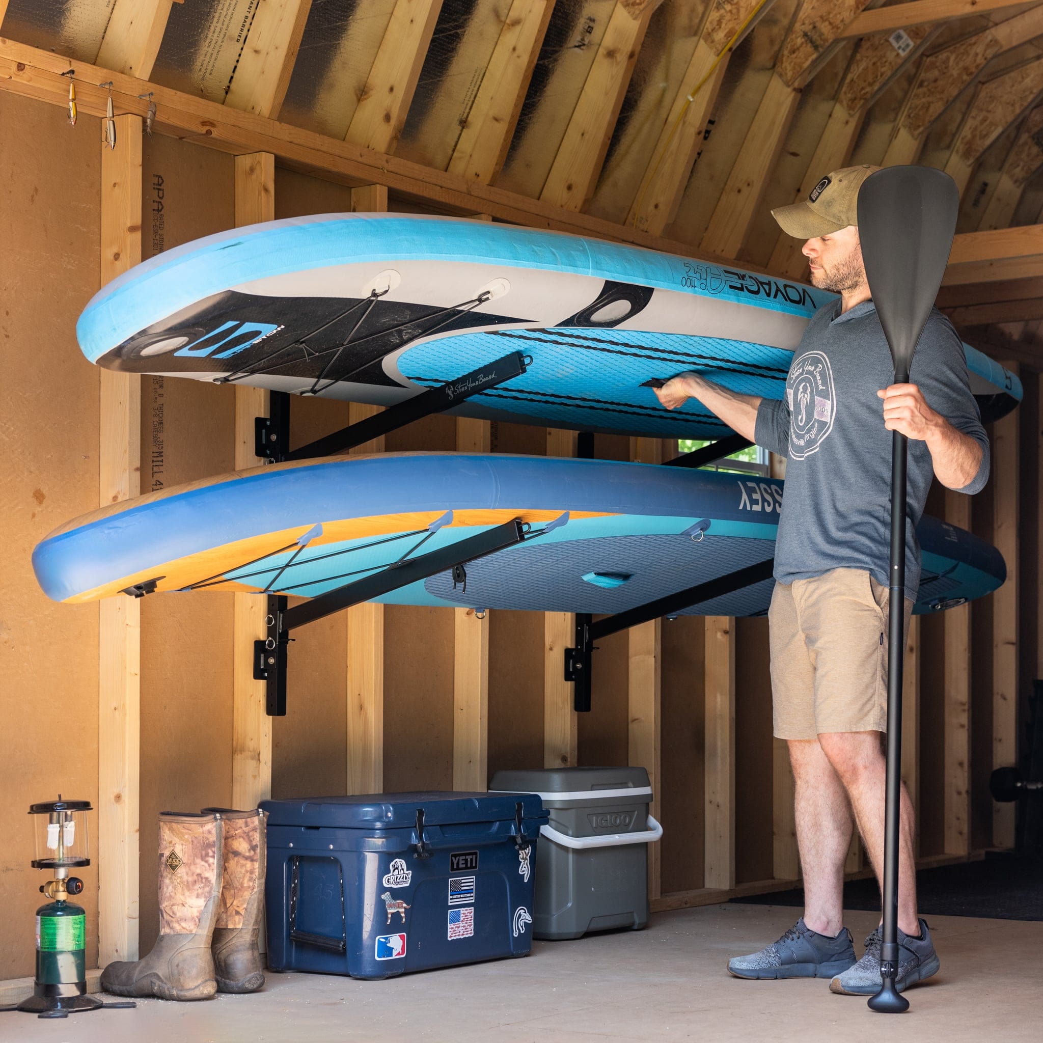 Champlain Kayak Storage | Indoor Adjustable Rack | 2 Levels, Wall Mounted, StoreYourBoard, , , at Festive Water Paddlesports