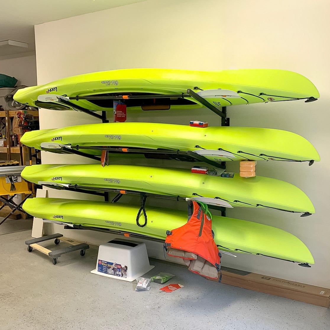 Champlain Kayak Storage | Indoor Adjustable Rack | 4 Levels, Wall Mounted, StoreYourBoard, , , at Festive Water Paddlesports