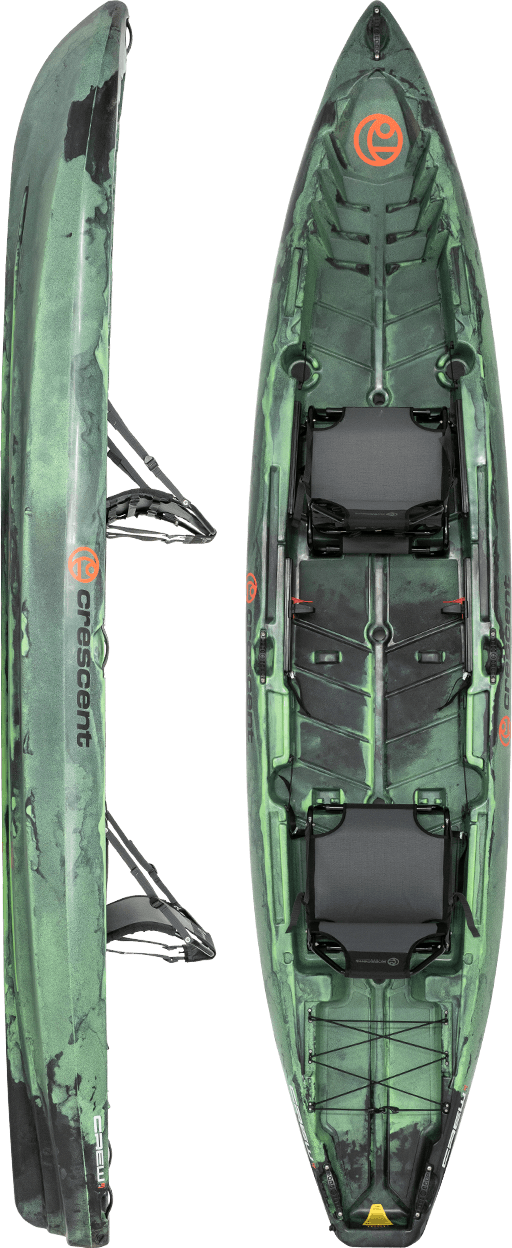 Crescent Crew 2+1 Tandem Kayak, Recreation Kayak, Crescent, Moss, , at Festive Water Paddlesports