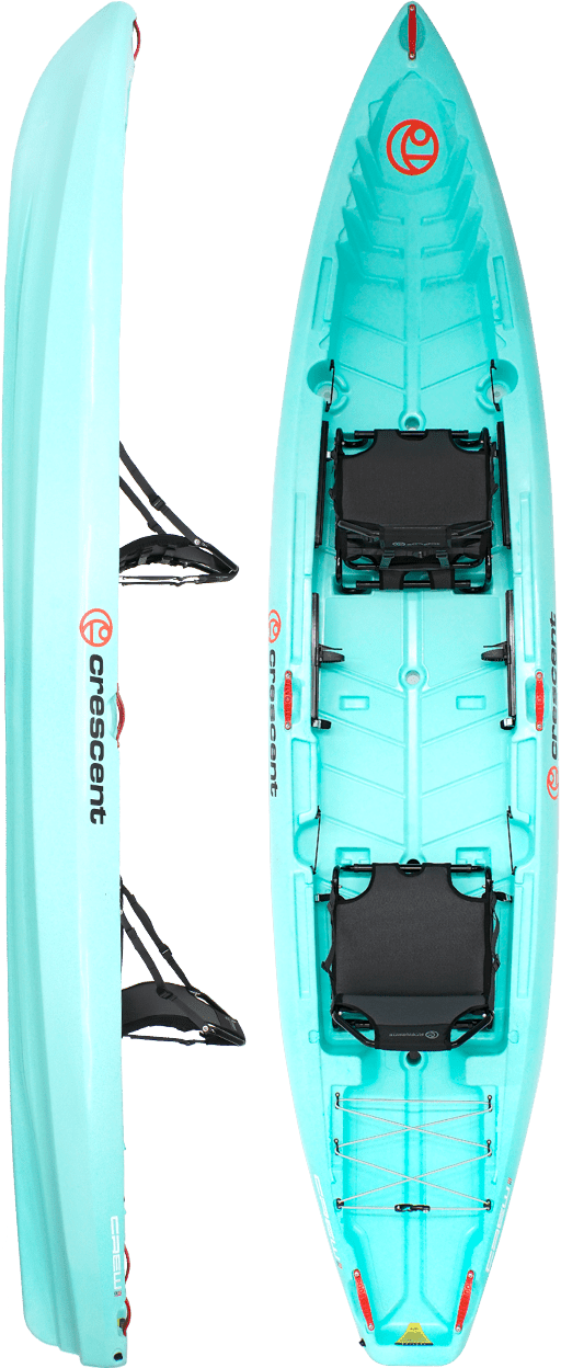 Crescent Crew 2+1 Tandem Kayak, Recreation Kayak, Crescent, Seafoam at Festive Water Paddlesports