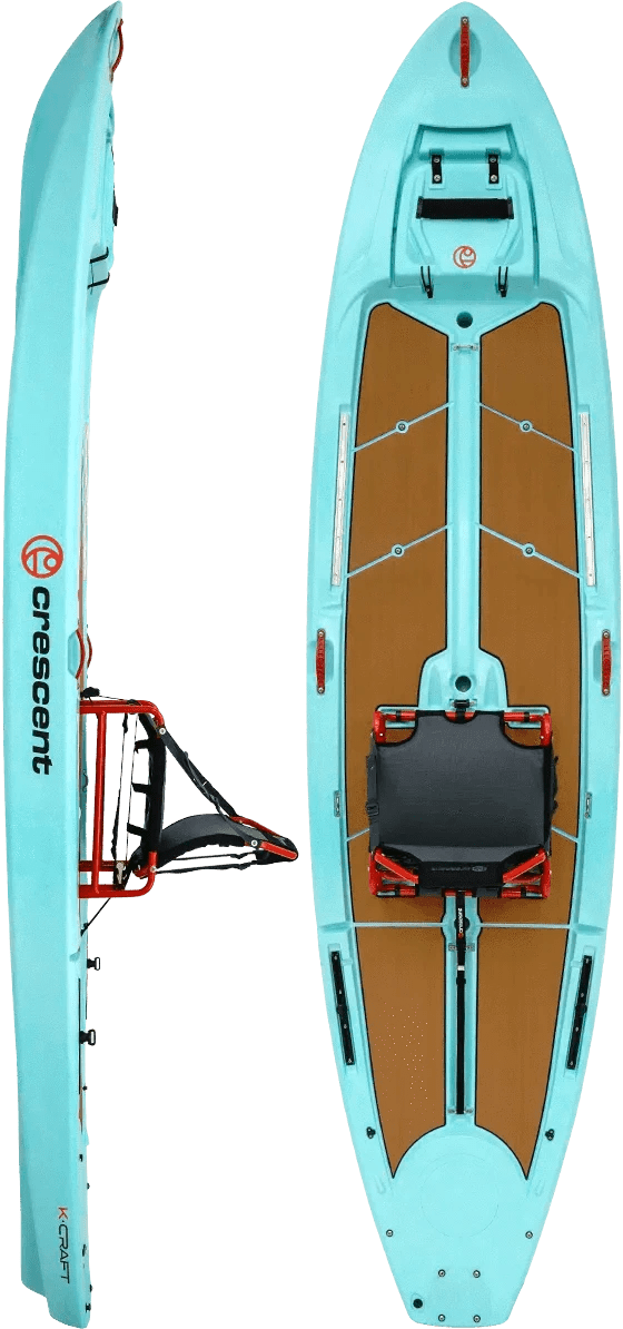Crescent K Craft Hybrid Skiff, Fishing Kayak, Crescent, Seafoam, Microskiff, at Festive Water Paddlesports