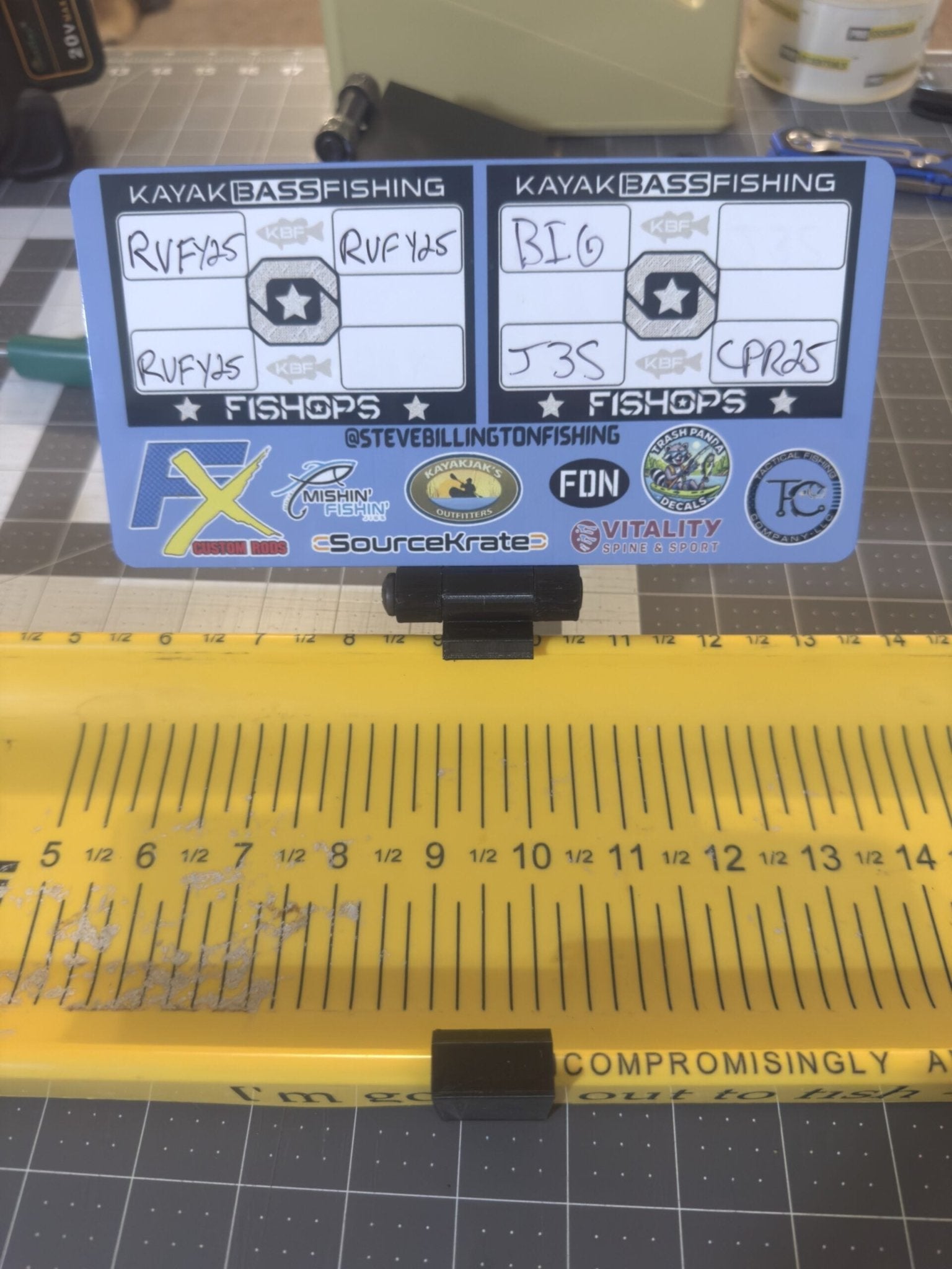 Dumpster Lid ID Holder (Ketch Carbonate), Measuring Board, Trash Panda Decals, at Festive Water Paddlesports