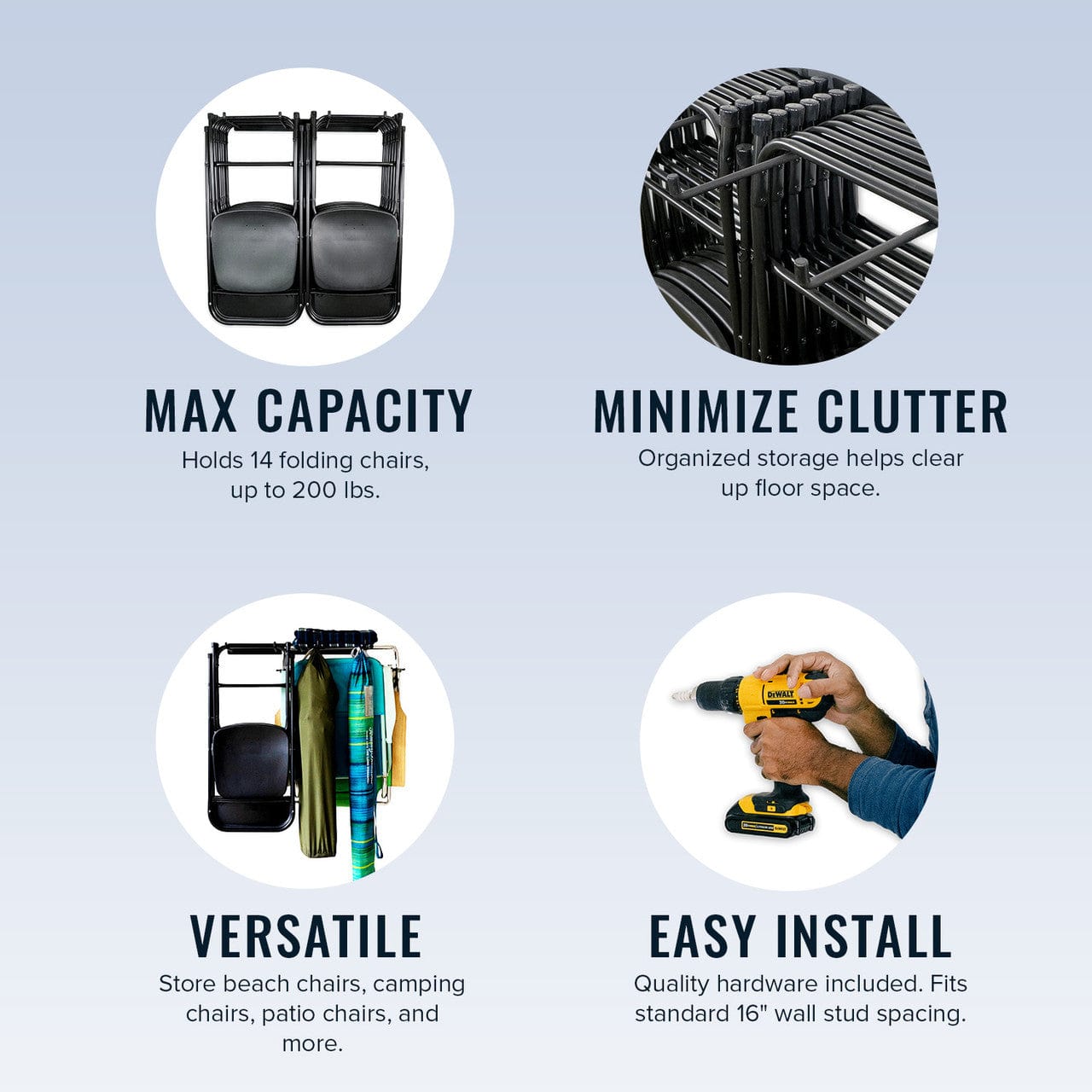 Emporia Chair Storage Rack | Holds up to 20 Chairs, Wall Mounted, StoreYourBoard, , , at Festive Water Paddlesports