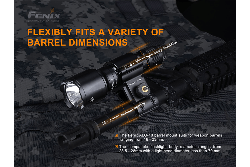 Fenix ALG - 18 Flashlight Barrel Mount, Tactical Mount, Fenix Store, at Festive Water Paddlesports