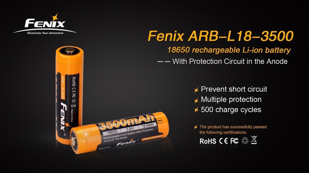 Fenix ARB - L18 - 3500 High - Capacity 18650 Battery - 3500mAh, Battery, Fenix Store, at Festive Water Paddlesports