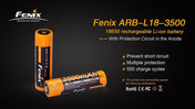 Fenix ARB - L18 - 3500 High - Capacity 18650 Battery - 3500mAh, Battery, Fenix Store, at Festive Water Paddlesports