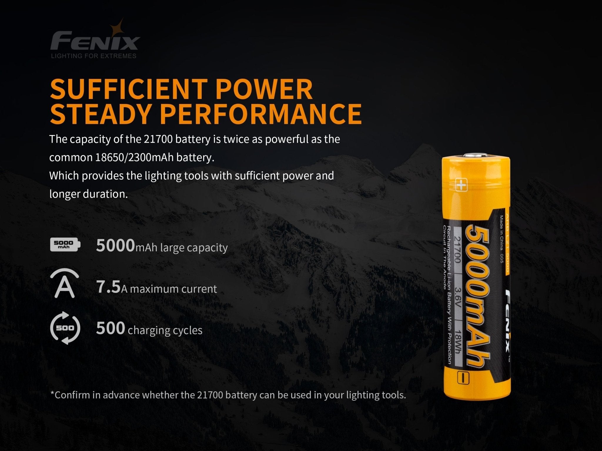 Fenix ARB - L21 - 5000 V2 Rechargeable 21700 Rechargeable Battery, Battery, Fenix Store, at Festive Water Paddlesports