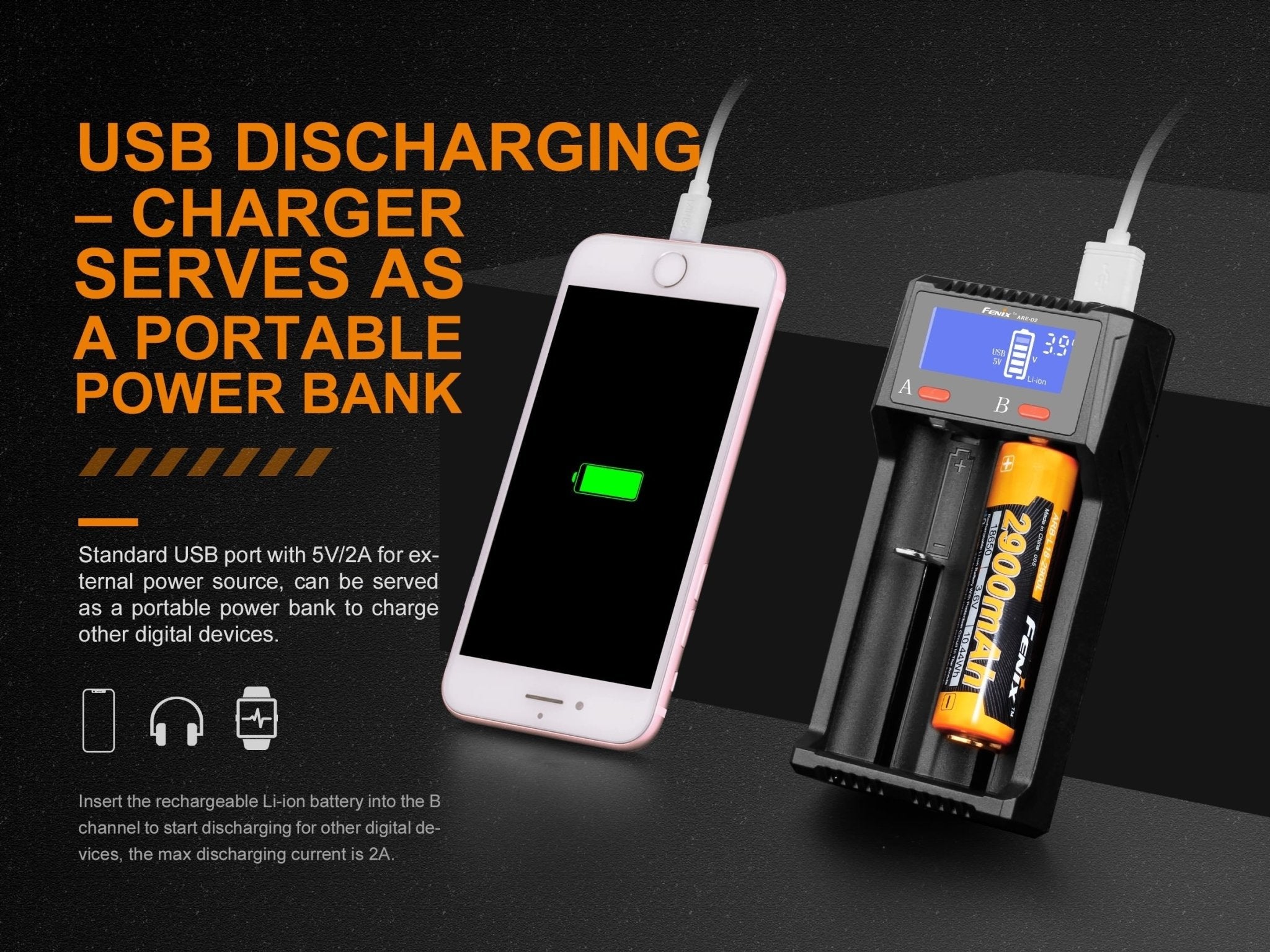 Fenix ARE - D2 Dual Channel Smart Battery Charger, Battery Charger, Fenix Store, at Festive Water Paddlesports