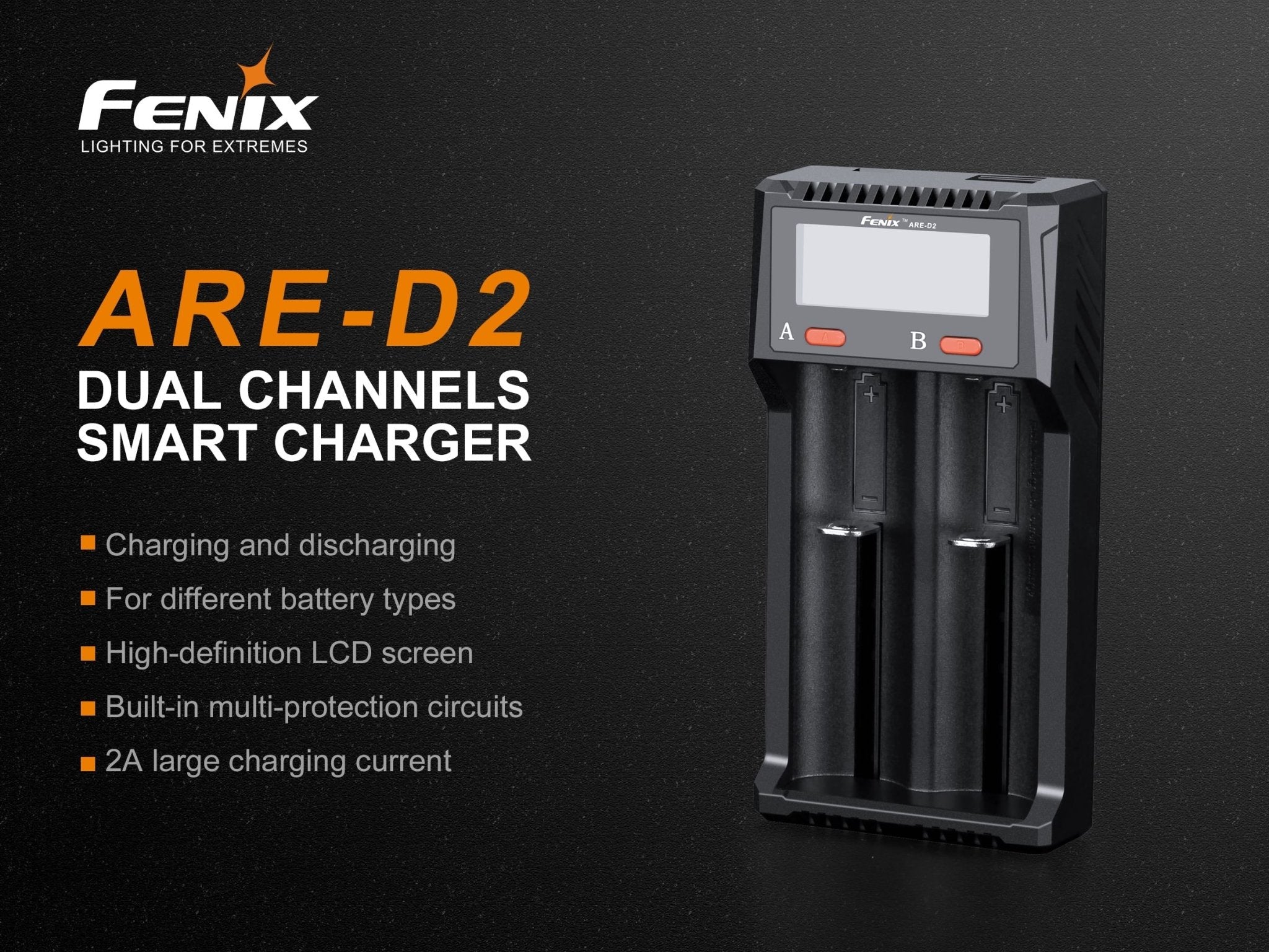 Fenix ARE - D2 Dual Channel Smart Battery Charger, Battery Charger, Fenix Store, at Festive Water Paddlesports