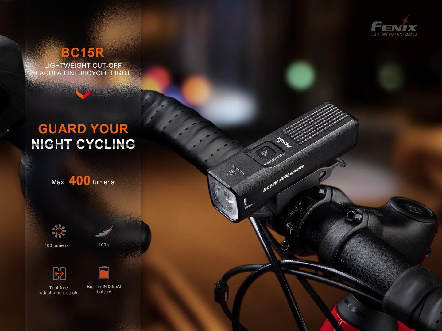 Fenix BC15R Lightweight Rechargeable Bicycle Light, Bike Light, Fenix Store, at Festive Water Paddlesports