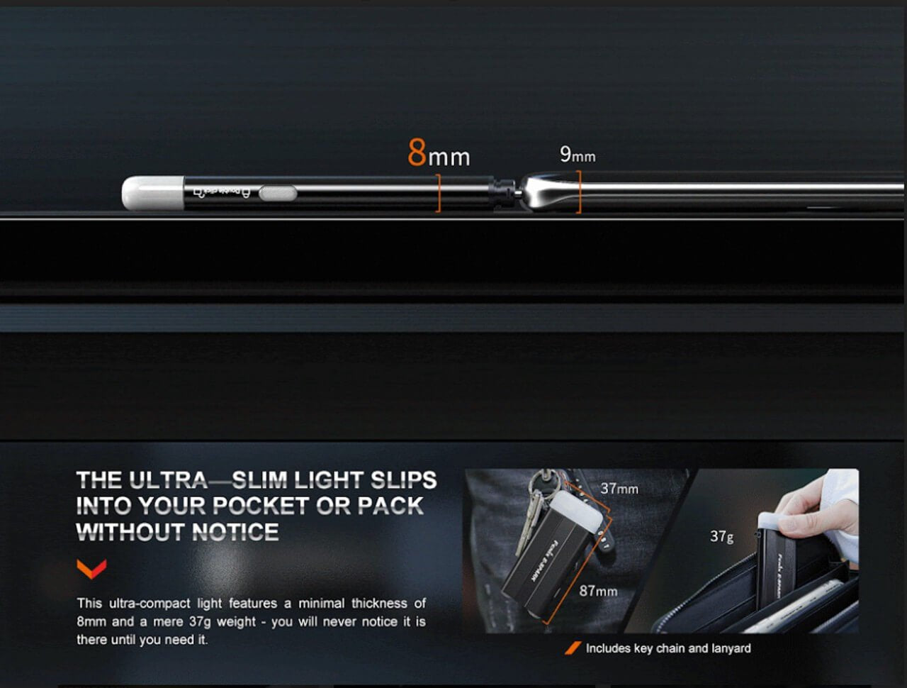 Fenix E - SPARK Ultra - Thin Powerbank LED Flashlight, Keychain Flashlight, Fenix Store, at Festive Water Paddlesports