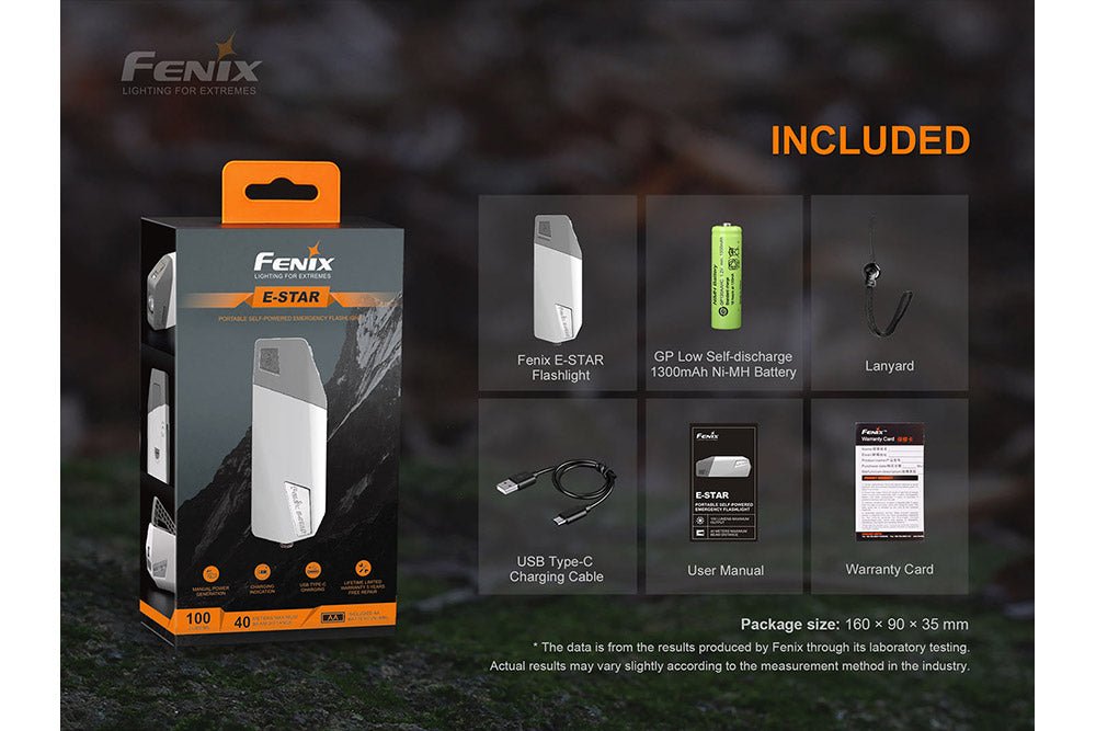 Fenix E - Star - Portable Self - powered Emergency LED Flashlight, Emergency Flashlight, Fenix Store, at Festive Water Paddlesports