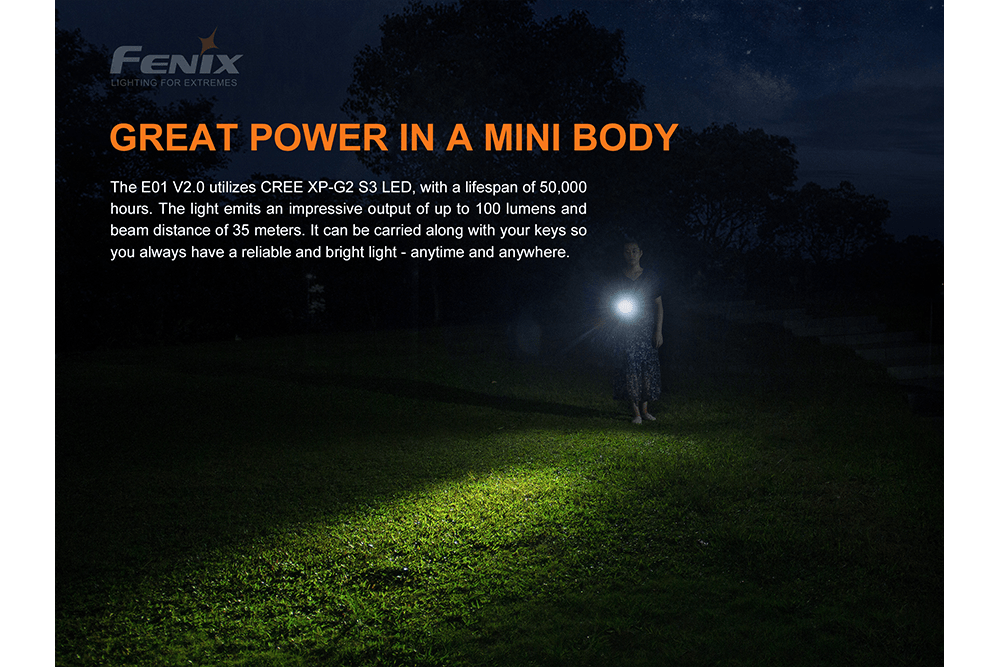 Fenix E01 V2.0 AAA LED Flashlight, Keychain Flashlight, Fenix Store, Black at Festive Water Paddlesports