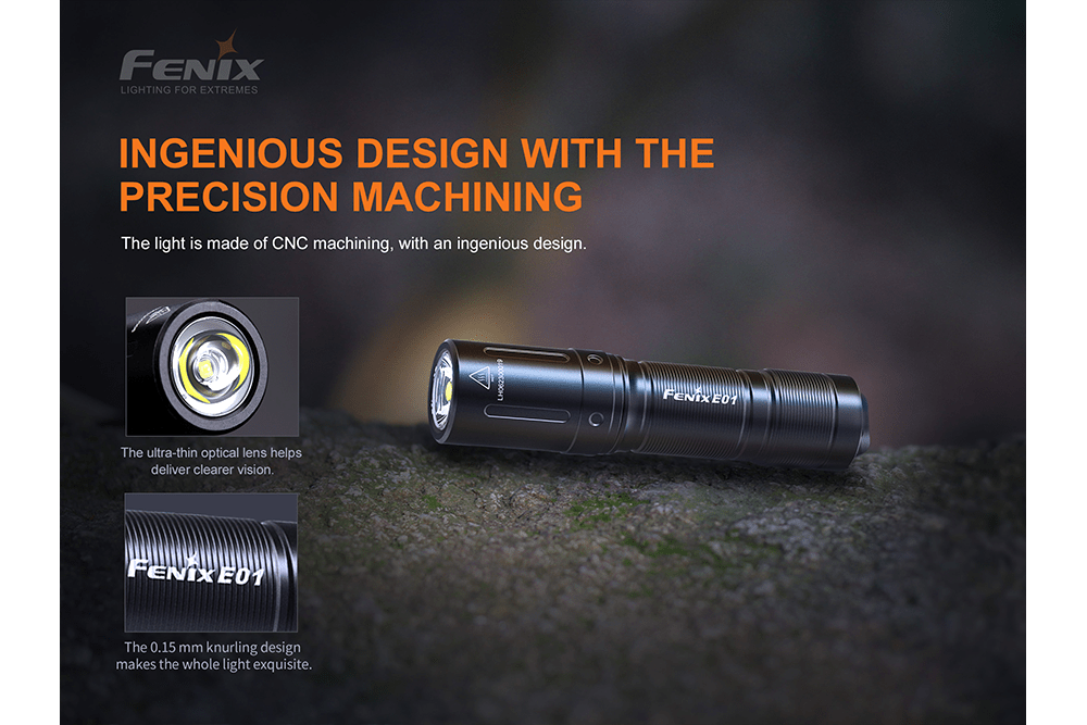Fenix E01 V2.0 AAA LED Flashlight, Keychain Flashlight, Fenix Store, Black at Festive Water Paddlesports