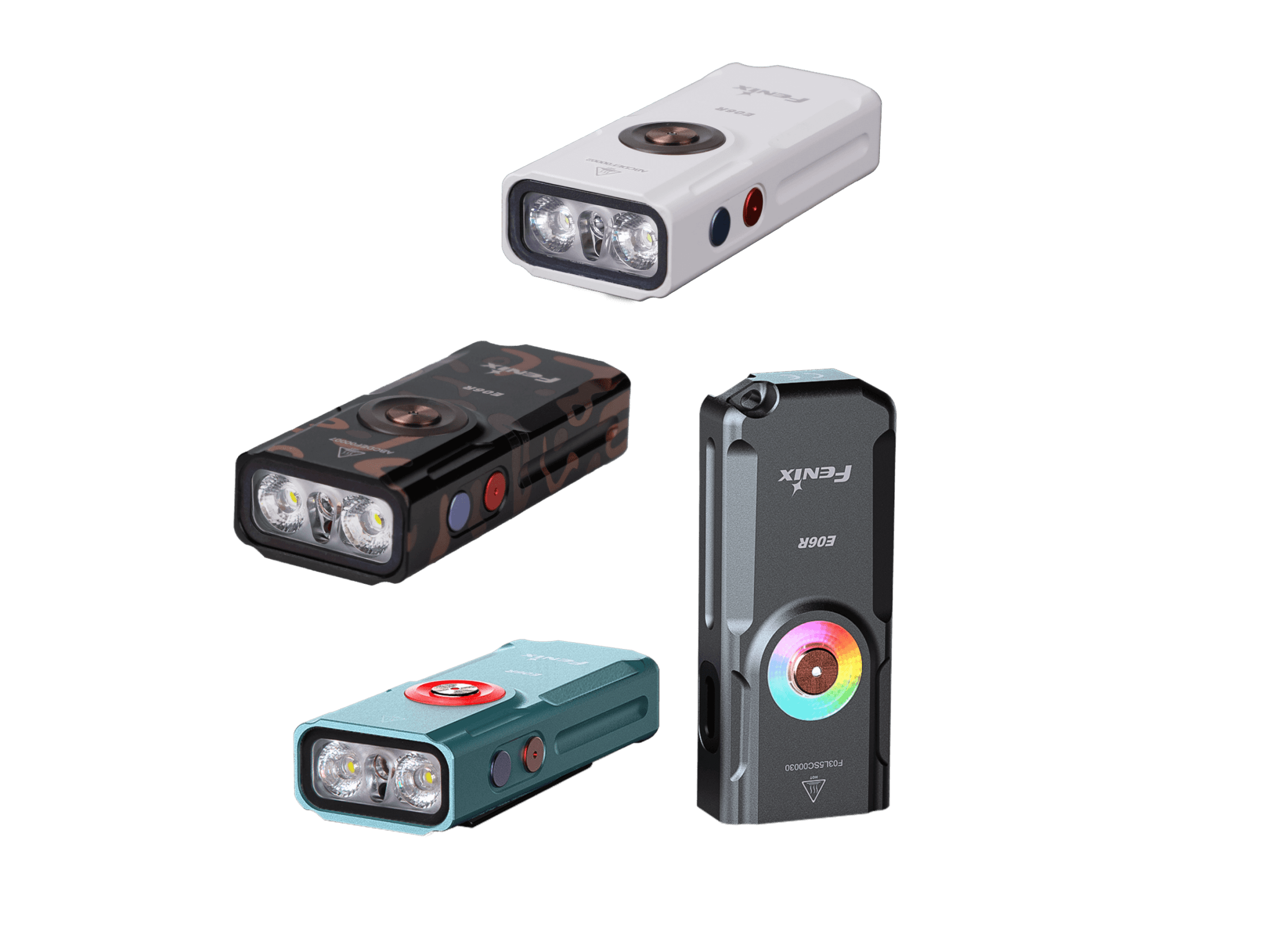 Fenix E06R Keychain Light with White, UV, and Red Laser Lights, Keychain Flashlight, Fenix Store, Turquoise at Festive Water Paddlesports