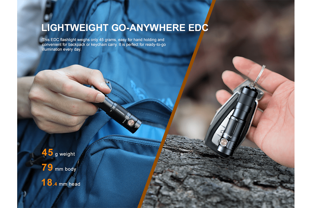 Fenix E09R Rechargeable High - Output Flashlight - 600 Lumens, Keychain Flashlight, Fenix Store, at Festive Water Paddlesports